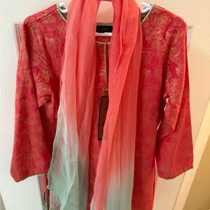 Coral and Mint Kids Kurta Matching Set